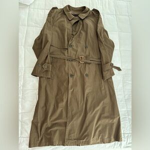 Vintage Hart Schaffner and Marx Olive Belted Trench Coat with Liner Size 44R